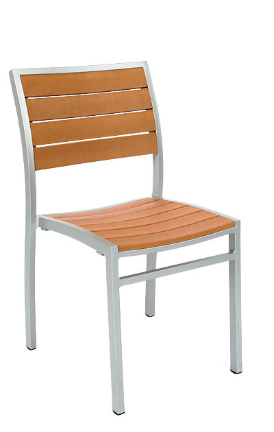 Aluminum Chair with Imitation Teak Slats, Grey Finish Frame