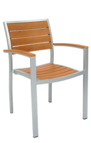 Aluminum Armchair with Imitation Teak Slats