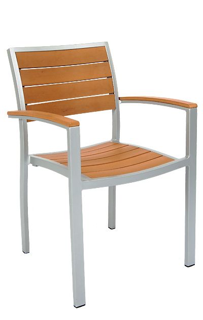 Aluminum Armchair with Imitation Teak Slats