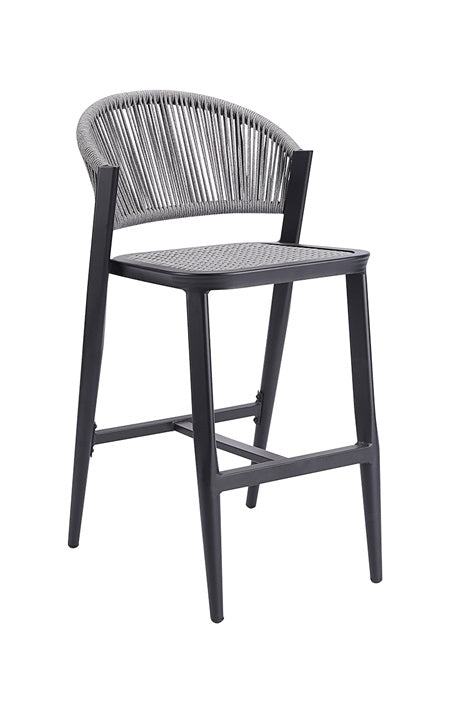 Outdoor Aluminum Barstool with Grey Synthetic fiber Back & Seat