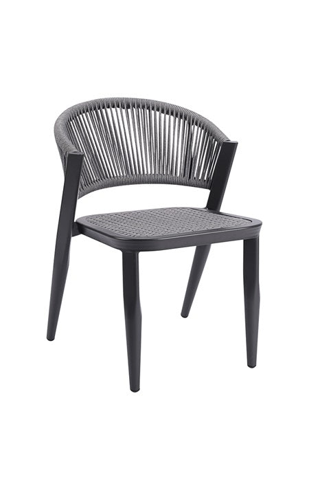 Outdoor Aluminum Chair with Grey Synthetic fiber Back & Seat
