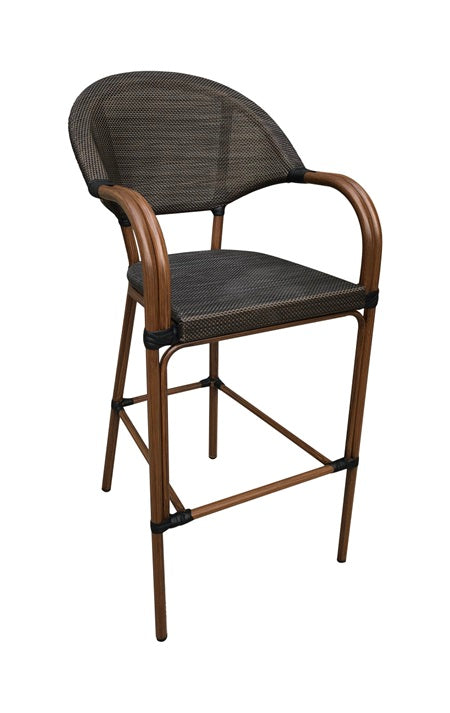 Aluminum Arm Barstool with poly Woven Seat & Back