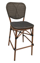 Aluminum Armless Barstool with Black Poly Woven Seat&Back,Outdoor use