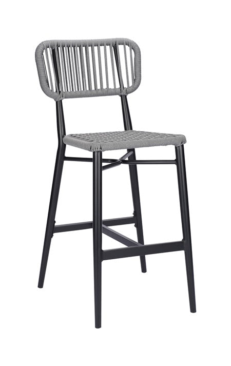 Outdoor Aluminum Barstool with Grey Terylene Fabric Seat & Back