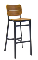 Aluminum Barstool & Imitation Teak Seat and Back