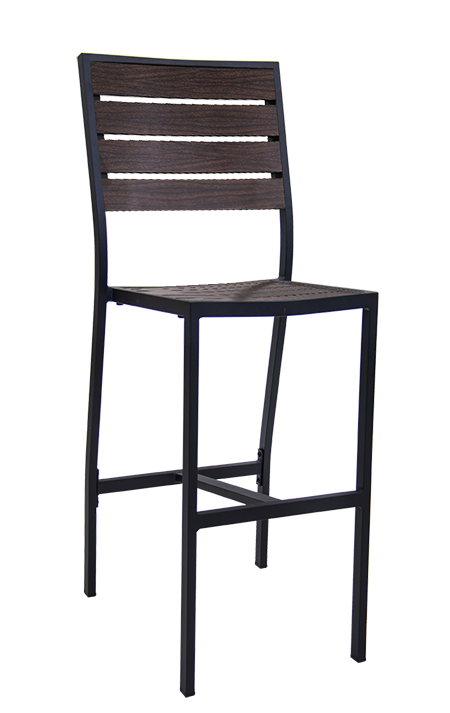 Aluminum Barstool with Aluminum Slats Seat and Back