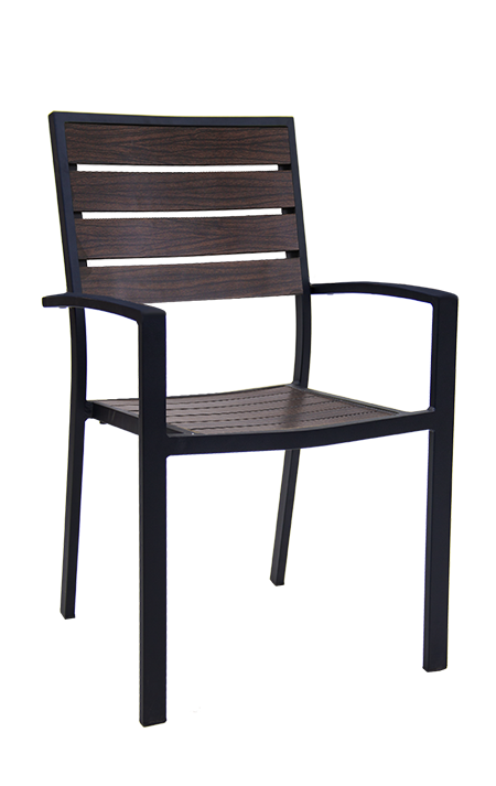 Aluminum Armchair with Aluminum Slats Seat and Back