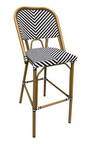 Armless bamboo-style Aluminum Barstool with Striped Woven Seat & Back
