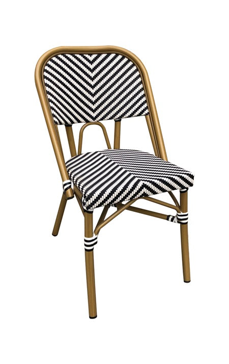 Armless bamboo-style Aluminum Chair with Striped Woven Seat & Back
