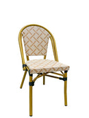 Outdoor Armless Bamboo-Style Aluminum Chair with Striped Woven Seat & Back