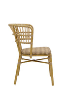Indoor/Outdoor Natural Rattan-Style Aluminum Chair with Poly Woven Seat