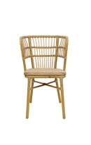 Indoor/Outdoor Natural Rattan-Style Aluminum Chair with Poly Woven Seat