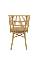 Indoor/Outdoor Natural Rattan-Style Aluminum Chair with Poly Woven Seat