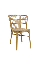 Indoor/Outdoor Natural Rattan-Style Aluminum Chair with Poly Woven Seat