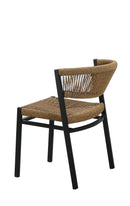 Indoor/Outdoor Woven Terylene Dining Chair with Black Aluminum Frame and Natural Tan Seat