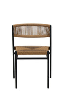 Indoor/Outdoor Woven Terylene Dining Chair with Black Aluminum Frame and Natural Tan Seat