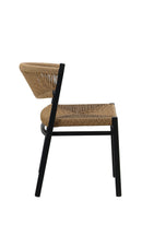 Indoor/Outdoor Woven Terylene Dining Chair with Black Aluminum Frame and Natural Tan Seat
