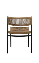Indoor/Outdoor Woven Terylene Dining Chair with Black Aluminum Frame and Natural Tan Seat