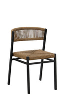 Indoor/Outdoor Woven Terylene Dining Chair with Black Aluminum Frame and Natural Tan Seat
