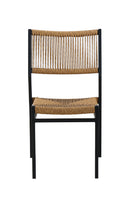 Black Aluminum Patio Chair with Natural Tan Terylene Rope Seat and Open Back