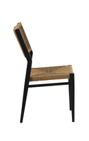 Black Aluminum Patio Chair with Natural Tan Terylene Rope Seat and Open Back