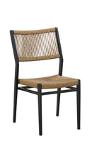 Black Aluminum Patio Chair with Natural Tan Terylene Rope Seat and Open Back