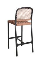 Indoor/Outdoor Black Aluminum Barstool with Brown Terylene Weave Seat and Back