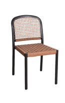 Indoor/Outdoor Black Aluminum Chair with Brown Terylene Weave Seat and Back