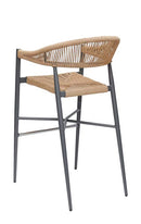 Indoor/Outdoor Aluminum Armed Barstool with Natural Terylene Fabric Seat and Back