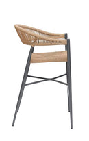 Indoor/Outdoor Aluminum Armed Barstool with Natural Terylene Fabric Seat and Back