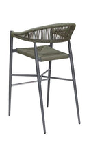 Indoor/Outdoor Aluminum Armed Barstool with Olive Green Terylene Fabric Seat and Back