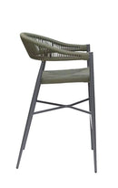 Indoor/Outdoor Aluminum Armed Barstool with Olive Green Terylene Fabric Seat and Back