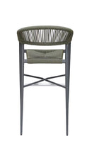 Indoor/Outdoor Aluminum Armed Barstool with Olive Green Terylene Fabric Seat and Back