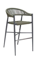 Indoor/Outdoor Aluminum Armed Barstool with Olive Green Terylene Fabric Seat and Back