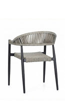 Indoor/Outdoor Aluminum Armchair with Light Gray Poly Woven Seat and Back