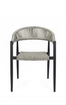 Indoor/Outdoor Aluminum Armchair with Light Gray Poly Woven Seat and Back