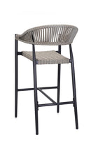 Indoor/Outdoor Aluminum Armed Barstool with Light Gray Poly Woven Seat and Back