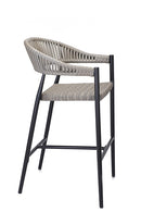 Indoor/Outdoor Aluminum Armed Barstool with Light Gray Poly Woven Seat and Back