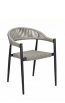 Indoor/Outdoor Aluminum Armchair with Light Gray Poly Woven Seat and Back
