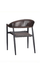 Indoor/Outdoor Aluminum Armchair with Dark Brown Poly Woven Seat and Back