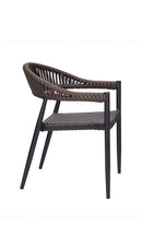 Indoor/Outdoor Aluminum Armchair with Dark Brown Poly Woven Seat and Back