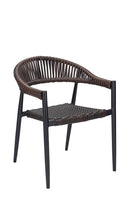 Indoor/Outdoor Aluminum Armchair with Dark Brown Poly Woven Seat and Back
