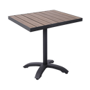24"x24" Indoor/ Outdoor Black Aluminum Patio Table with Imitation Teak Slat Top