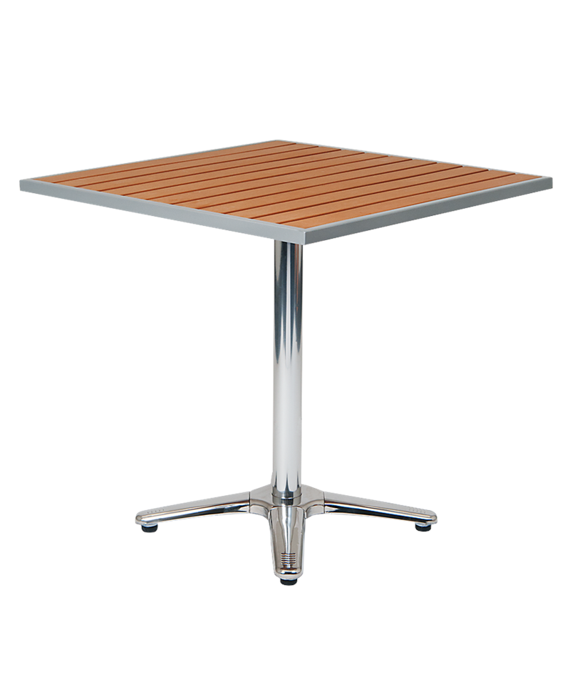 24" x 30" Indoor/ Outdoor Aluminum Table with Imitation Teak Slats Top