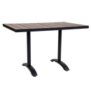 30"x48" Indoor/ Outdoor Black Aluminum Patio Table with Imitation Teak Slat Top