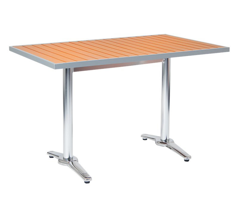 30x 48 Indoor/ Outdoor Aluminum Table with Imitation Teak Slats Top