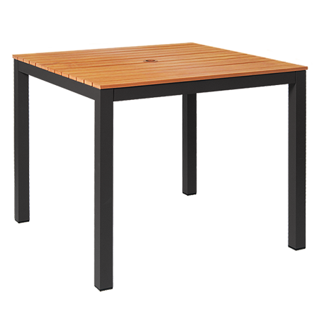36"x36" Indoor/ Outdoor Aluminum Patio Table with Imitation Teak Slats Top
