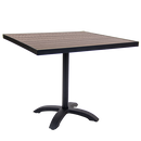 36"x36" Indoor/ Outdoor Black Aluminum Patio Table with Imitation Teak Slat Top