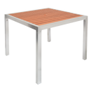 36 x 36 Indoor/ Outdoor Aluminum Patio Table, with Umbrella Hole, Imitation Teak Slats