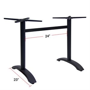 Outdoor Double Column Aluminum Table Base in Black Finish
